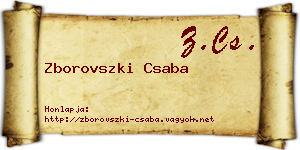 Zborovszki Csaba névjegykártya